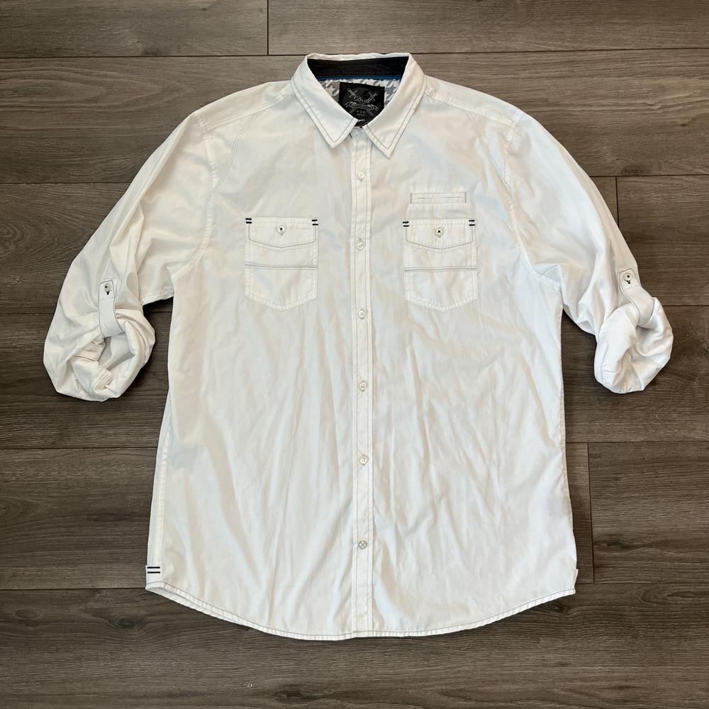 Drill Clothing Company Mens XL Button Up Long Sleeve Shirt White